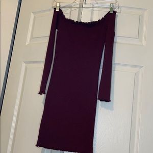 Off the Shoulder Long Sleeve Mini Dress